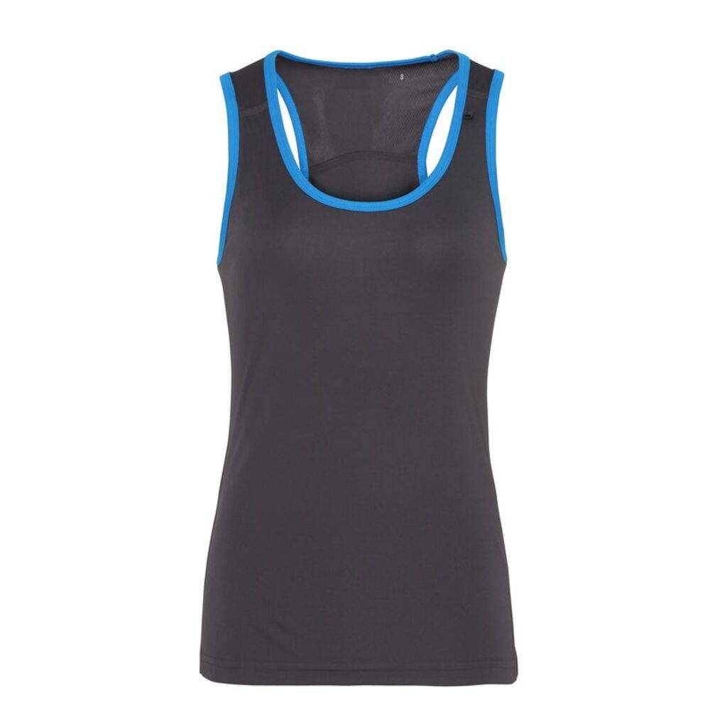 Tri Dri Womens/Ladies Panelled Fitness Tank Top / Charcoal / Sapphire